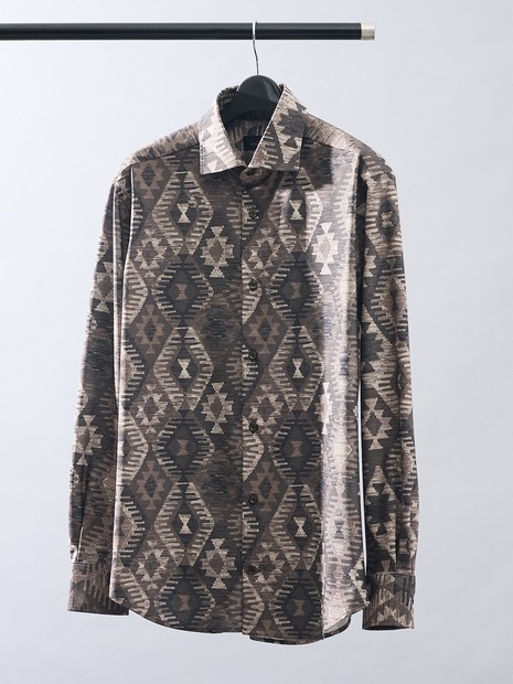 アバハウス（ABAHOUSE）/360°ストレッチ ゴブラン柄 ジャージーシャツ / 総柄シャツ 360°ストレッチ ゴブラン柄 ジャージーシャツ / 総柄シャツ｜ABAHOUSE