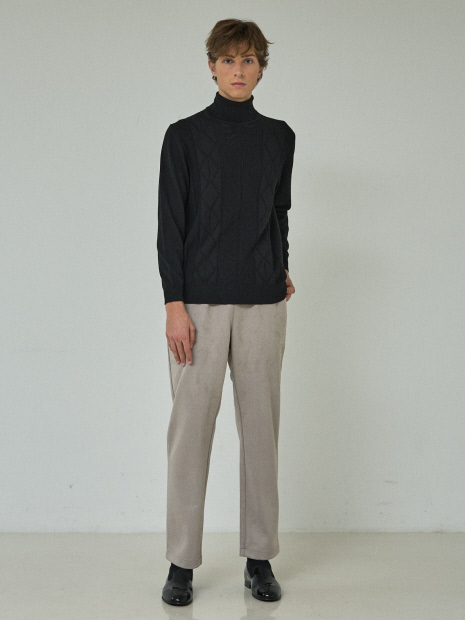 Pure Merino ハイゲージ タートルネックニット / ケーブルニット