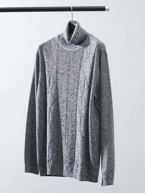 Pure Merino ハイゲージ タートルネックニット / ケーブルニット