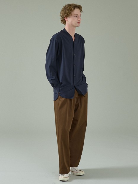 Vネック スキッパーシャツ / バンドカラー