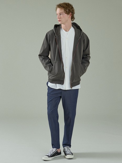 スウェットライク】フェード ポンチ ダブルZIPパーカー【予約