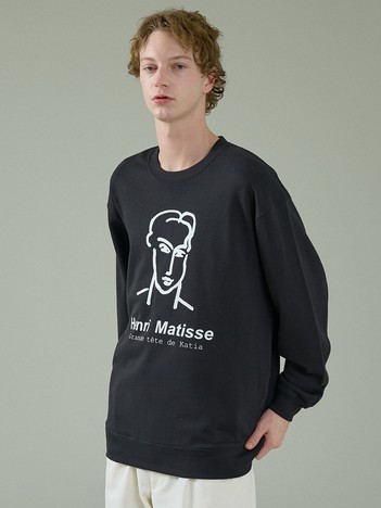 【Henri Matisse / アンリ・マティス】ラインアート グラフィック クルーネック スウェット / エコバッグ付き