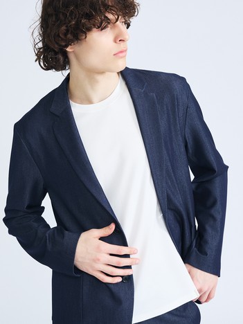 【セットアップ対応】デニムライクツイル シングルジャケット