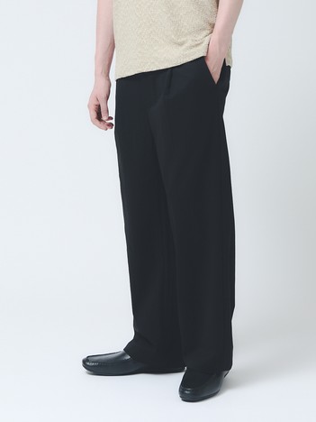 ストレッチリネンブレンド　1プリーツワイドパンツ