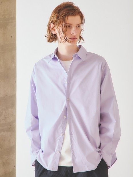 ストレッチコットン レギュラーカラー リラックスシャツ / オーバーサイズ