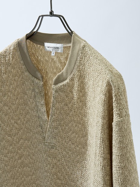 CREPE JERSEY ヘンリーネック スキッパーTシャツ