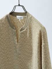CREPE JERSEY ヘンリーネック スキッパーTシャツ【予約】｜ABAHOUSE