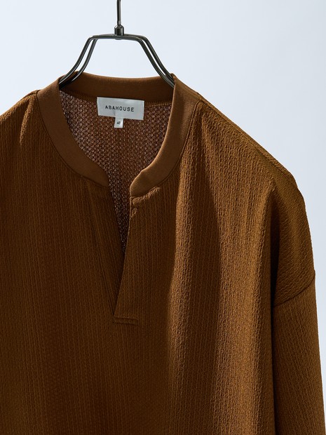 CREPE JERSEY ヘンリーネック スキッパーTシャツ