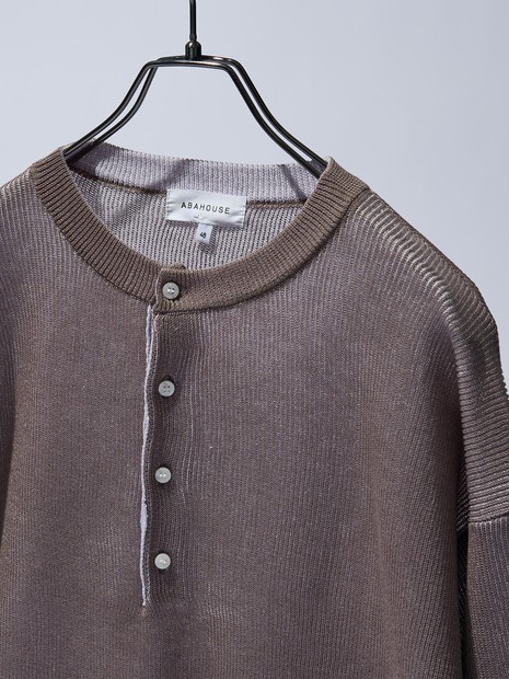 リブニット ヘンリーネック プルオーバー