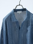 シアーメッシュ スキッパー ニットポロ