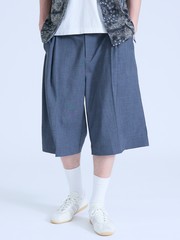 TRシャンブレー ワイドショートパンツ / クロップドスラックス【予約