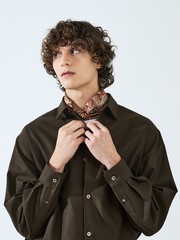 【セットアップ対応】クリアウール オーバーサイズ レギュラーカラーシャツ
