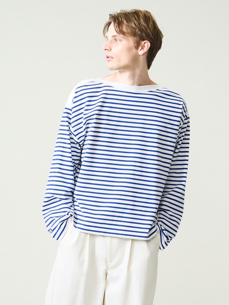 ボートネック フレンチボーダー長袖Tシャツ / ユニセックス