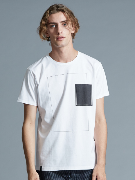 ホワイトキャンバスクルーネックTシャツ