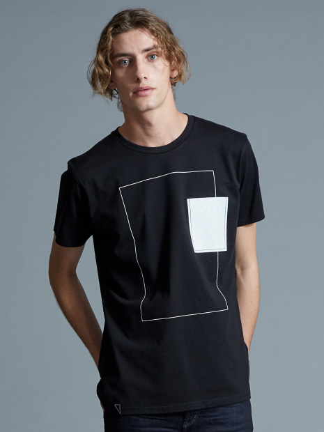 ホワイトキャンバスクルーネックTシャツ
