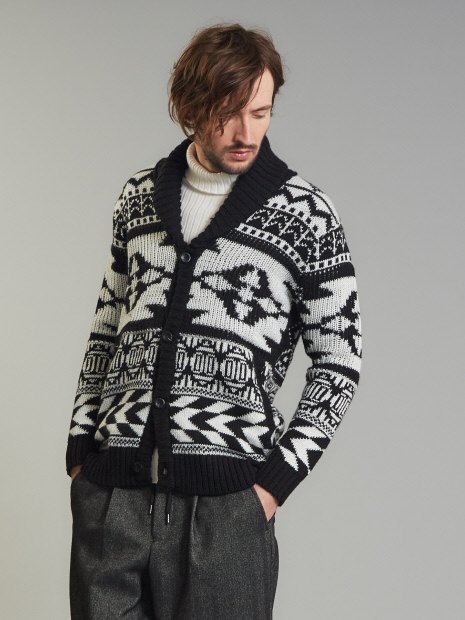 トライバルジャガードカウチンニット Outlet Men S アウトレット
