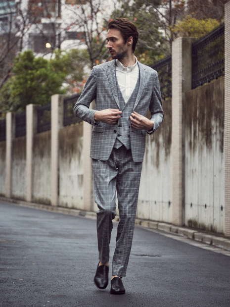 【セットアップ対応】CARREMANストレッチチェックジャケット