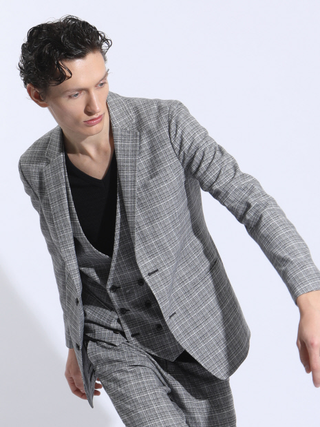 【セットアップ対応】CARREMANストレッチチェックジャケット