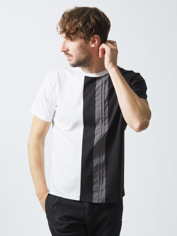 5351POUR LES HOMMES - 異素材カラーブロック 半袖Tシャツ