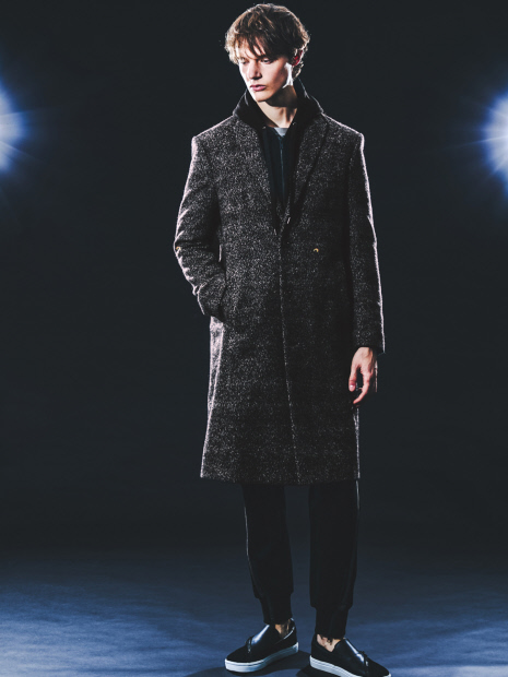 25A/W】尾州産 ピークドラペル アニマル柄 チェスターコート｜5351POUR