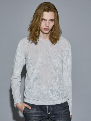 5351POUR LES HOMMES - クラッシュベロア Vネック 長袖Tシャツ【予約】