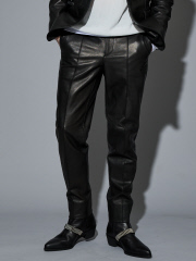 【25AW/セットアップ対応】レザー テーパード スラックスパンツ