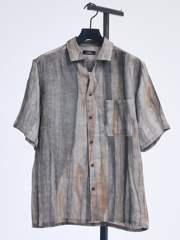 スキッパー リネン プリントシャツ