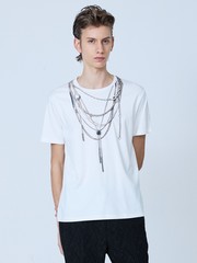 セットアップ対応】レザー ジップ 半袖Tシャツ｜5351POUR LES HOMMES