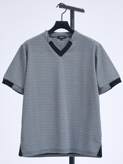 フィンリーチェック ジャガード VネックTシャツ【予約】｜5351POUR LES