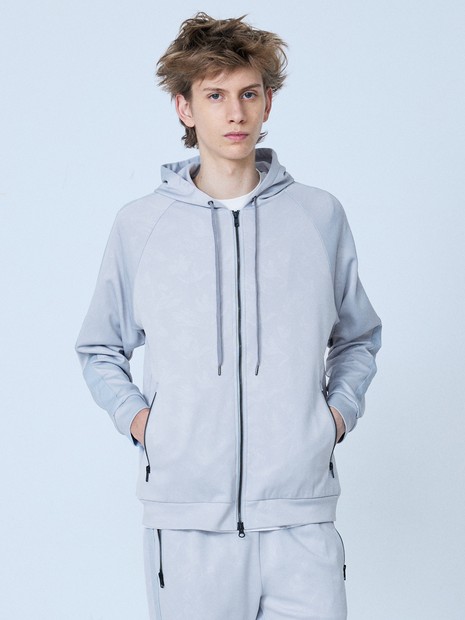 5351プール・オム（5351POUR LES HOMMES）/【セットアップ対応】ペイントラインジップ プルオーバー セットアップ対応】リーフ柄 ジップ パーカー【予約】｜5351POUR LES