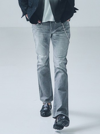 【プリント】フレア デニム パンツ