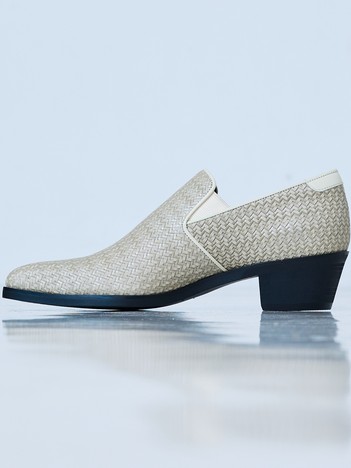 【パナマメッシュ】メッシュレザー ヒール スリッポン