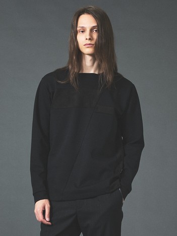 コンビネーション スエード 長袖Tシャツ