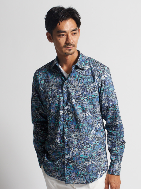 スモールフラワー柄シャツ