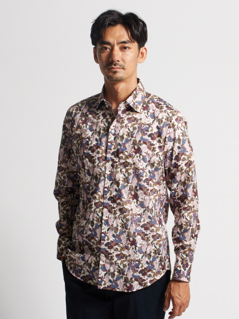 カモフラワー柄シャツ