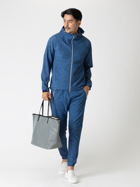 【セットアップ対応】メッシュストレッチプリント リブパンツ
