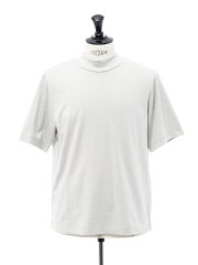【アンサンブル対応】綿×シルク プレーティング モックネック 半袖 Tシャツ