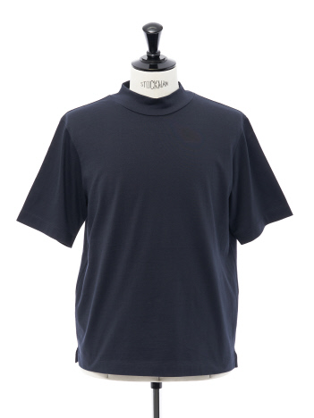 【アンサンブル対応】綿×シルク プレーティング モックネック 半袖 Tシャツ