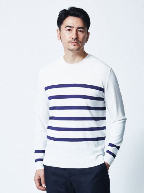 ビスコースナイロン パネルボーダー ニットソー
