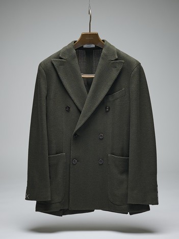 【BOGLIOLI / ボリオリ】ガーメントダイウールシルクコットンヘリンボーン6Bダブルジャケット / K.JACKET / N4302E-FB3025