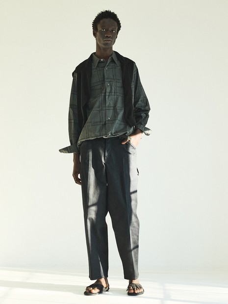 ドローイングチェック スマイルポケット シャツ