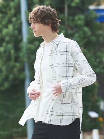 ドローイングチェック スマイルポケット シャツ