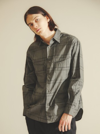 ドローイングチェック スマイルポケット シャツ