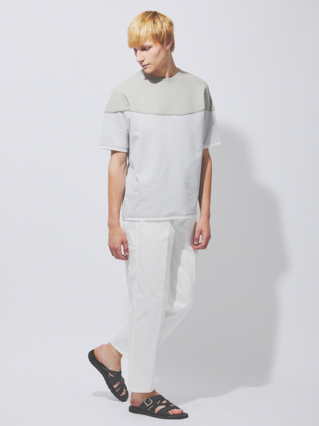 【ストレッチポンチ】ニット ドッキング Tシャツ