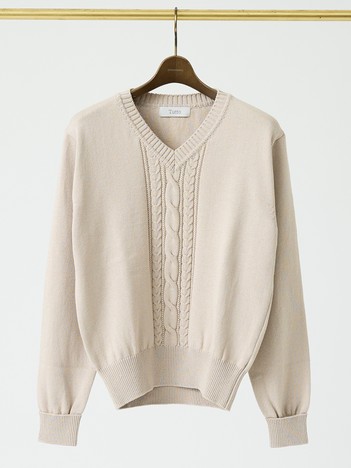 【Tutto / トゥット】ケーブル 長袖 Vネック ニット / Cable V neck