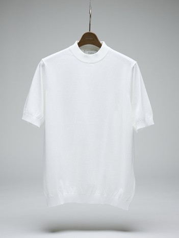 【Tutto / トゥット】ハイゲージニット モックネック 半袖Tシャツ / High Crewneck