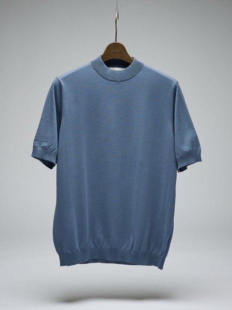 【Tutto / トゥット】ハイゲージニット モックネック 半袖Tシャツ / High Crewneck