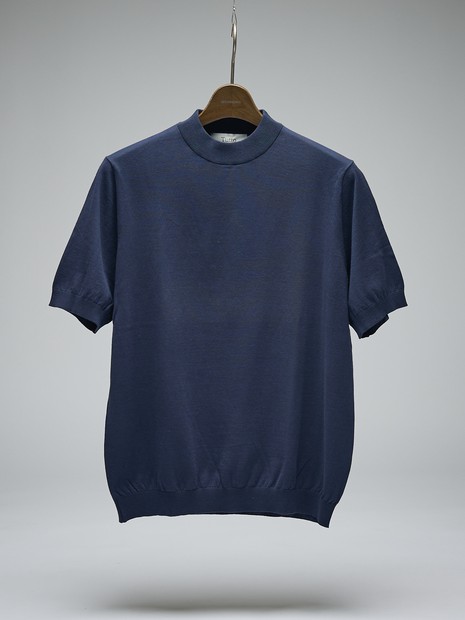 【Tutto / トゥット】ハイゲージニット モックネック 半袖Tシャツ / High Crewneck