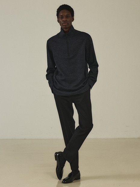 【スリーピース対応】フリングウール スムースジャージー プルオーバー ジップシャツ