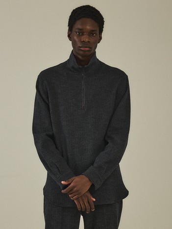 【スリーピース対応】フリングウール スムースジャージー プルオーバー ジップシャツ